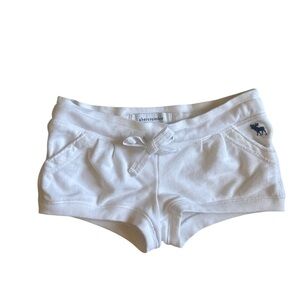 Abercrombie & Fitch Y2K White Cheeky Shorts Sz M Low Rise Loungewear Blue Moose